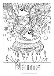 Free colouring Ghost Magic cauldron Halloween