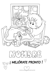 Colorear gratis Enfermo Cama Ventanas