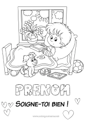 Coloriage gratuit Malade Lit Fenêtre