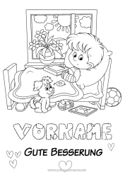 Kostenlose Malvorlage Krank Bett Fenster