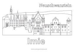 Kolorowanka do personalizacji Zamek Pomnik Niemcy Zamek Neuschwanstein
