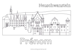 Coloriage à personnaliser Château Monument Allemagne Château de Neuschwanstein