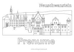 Pagină de colorat personalizată Castel Monument Germania Castelul Neuschwanstein