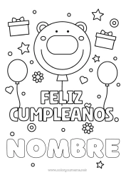 Dibujo libre Llevar Regalos Cumpleaños Globos Animales Dibujos fáciles para colorear Mensaje de feliz cumpleaños (inglés) Animales del bosque