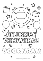 Gratis tekening Beer Cadeaus Verjaardag Ballonnen Dier Eenvoudige kleurplaten Verjaardag (Frans) Bericht Bosdieren