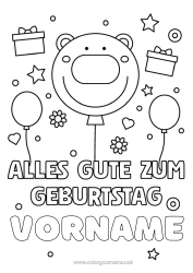 Kostenlose Zeichnung Bär Geschenke Geburtstag Luftballons Tier Einfache Ausmalbilder Alles Gute zum Geburtstag (Französisch) Nachricht Waldtiere