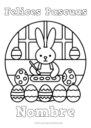 Dibujo libre Llevar Conejo Animales Huevos de Pascua Pascua de Resurrección Dibujos fáciles para colorear Animales del bosque