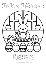 Desenho grátis Urso Coelho Animal Ovos de Páscoa Páscoa Desenhos para colorir fáceis Animais da floresta