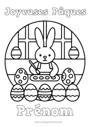 Dessin gratuit Ours Lapin Animal Oeufs de Pâques Pâques Coloriages faciles Animaux de la forêt