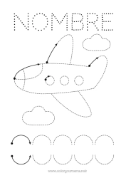 Dibujo libre Avión Vehículos Actividades para niños Dibujos fáciles para colorear Trazo y color Vehículos aéreos Ficha de grafismo para educación infantil