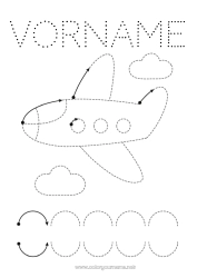 Malvorlage anpassen Flugzeug Fahrzeuge Kinderaktivitäten Einfache Ausmalbilder Spur und Male Flugzeuge Grafikblatt für den Kindergarten