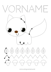 Kostenlose Malvorlage Herbst Fuchs Kinderaktivitäten Tier Pilz Einfache Ausmalbilder Spur und Male Waldtiere Grafikblatt für den Kindergarten