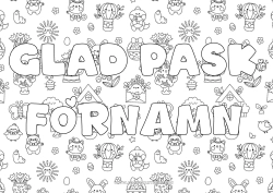 Gratis färgläggning Utsmyckat namn Påskägg Påsk 