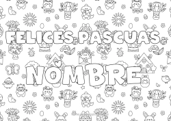 Colorear gratis Nombre decorado Huevos de Pascua Pascua de Resurrección Mensaje de 
