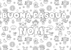 Colorazione gratuita Nome decorato Uova di Pasqua Pasqua Messaggio di 