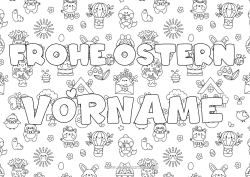 Kostenlose Malvorlage Dekorierter Name Ostereier Ostern 
