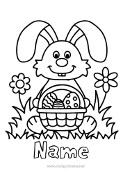 Free drawing Bunny Easter eggs Easy coloring pages Forest animals