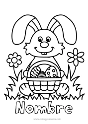 Colorear gratis Conejo Huevos de Pascua Dibujos fáciles para colorear Animales del bosque