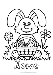 Desenho grátis Coelho Ovos de Páscoa Desenhos para colorir fáceis Animais da floresta