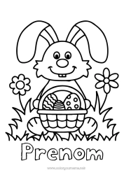 Coloriage gratuit Lapin Oeufs de Pâques Coloriages faciles Animaux de la forêt