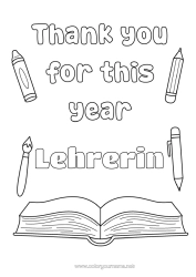 Kostenlose Malvorlage Lehrer/Lehrerin Kindermädchen Buch Lesen Trainer Danke Wettbewerbe und Belohnungen Büroberufe