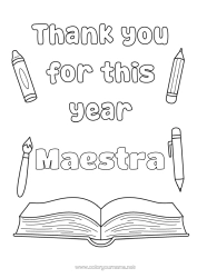 Colorear gratis Maestra, Maestro Niñera Libro Lectura Entrenador Gracias Competitions and Rewards Profesiones de la Educación