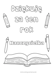Kolorowanka za darmo Nauczycielka/Nauczyciel Niania Książka Czytanie Trener, coach Dziękuję Zawody i nagrody Zawody w edukacji