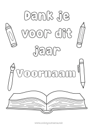 Gratis kleurplaat Juf/Meester Oppas Boek Lezen Coach, trainer Bedankt Wedstrijden en beloningen Onderwijsberoepen