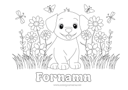 Gratis färgläggning Blommor Hund Vår Djur Hundar och katter