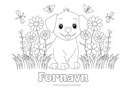 Gratis tegning Blomster Hund Vår Dyr Hunder og katter