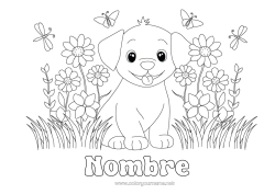 Colorear gratis Flores Perro Primavera Animales Perros y gatos
