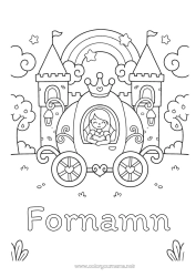 Gratis teckning Söt Prinsessa Regnbåge Kärror och vagnar Historiska eller vintagefordon