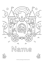 Coloring to customize Kawaii Princess Rainbow Carriages and coaches Historical or vintage vehicles
