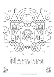 Colorear para personalizar Kawaii Princesa Arcoíris Carruajes y Coches de caballos Vehículos históricos o vintage