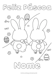 Desenho para personalizar Coelho Ovos de Páscoa Páscoa 