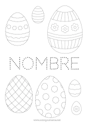 Colorear gratis Actividades para niños Une los puntos Huevos de Pascua Pascua de Resurrección Dibujos fáciles para colorear Trazo y color