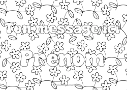 Coloriage gratuit Fleurs Printemps Nom décoré Fond décoratif