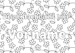 Kostenlose Malvorlage Blumen Frühling Dekorierter Name Dekorativer Hintergrund