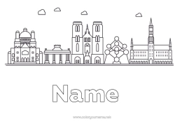 Colouring to customise Belgium Monument City Of The World Skyline
