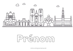 Coloriage à personnaliser Belgique Monument Ville du monde