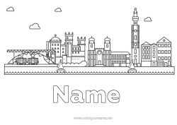 Colouring to customise Monument Portugal City Of The World Skyline
