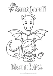 Colorear gratis Dragón España Libro Dragones, unicornios y animales fantásticos Sant Jordi Lectura