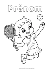 Coloriage à personnaliser Sport Fille Tennis Sports de raquettes