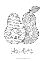 Dibujo libre Frutas Zentangle Aguacate