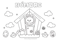 Dibujo libre Lindo Kawaii Conejo Huevos de Pascua Casa Animales del bosque