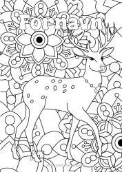 Gratis tegning Blomster Dyr Komplekse fargelegginger Zentangle Skogsdyr Hjort