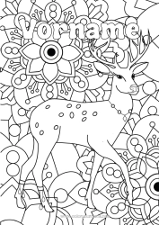 Kostenlose Malvorlage Blumen Tier Komplexe Ausmalbilder Zentangle Waldtiere Hirsch