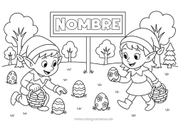 Colorear gratis Elfos de navidad Dibujos de Elfos para colorear Huevos de Pascua Pascua de Resurrección