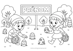 Dessin gratuit Lutins de Noël Coloriages lutins Oeufs de Pâques Pâques