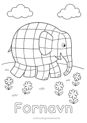 Gratis fargelegging Elefant Dyr Afrikanske villdyr Mosaikker Eventyr for barn
